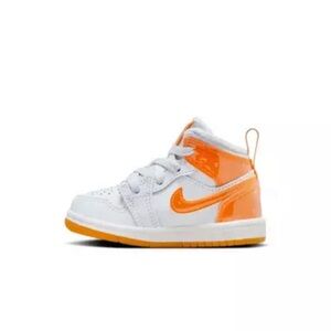 Jordan 1 Mid SE "Football Grey/Orange Peel/Pine Green" Toddler Boys' Shoe